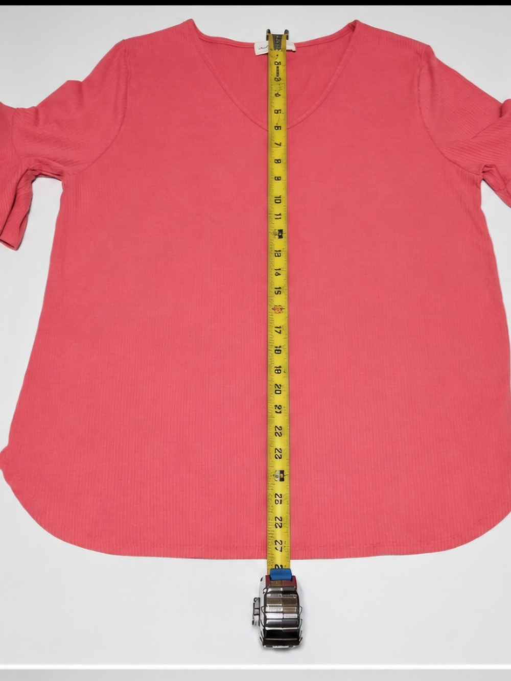 PERFECT PEACH Terracotta Rib Knit Ruffle Flutter Sleeve Top Large - Picture 7 of 8